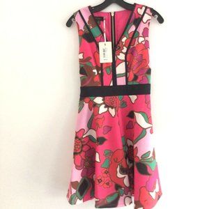 NWT Ted Baker Bright Pink Arilina Pinata Pipe Detail Skater Dress Size 1…